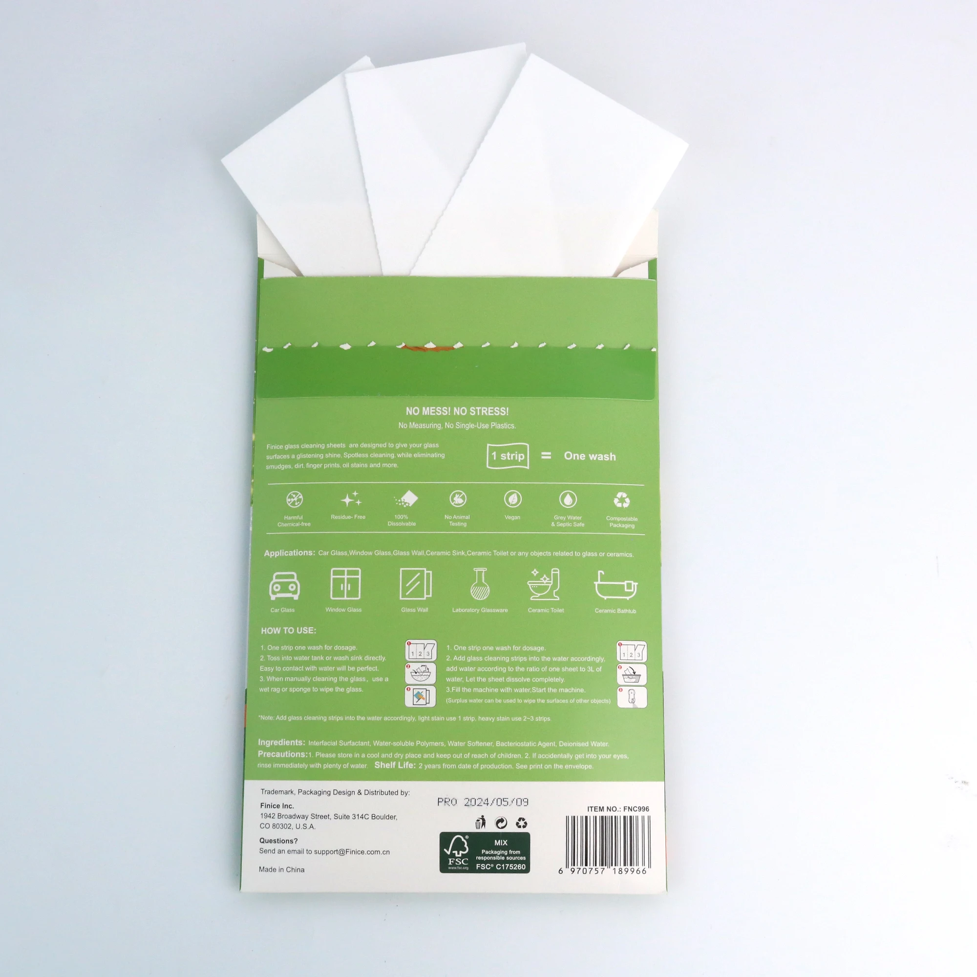 XISI Eco-friendly Glass Cleaner Sheet For Window Glass Cleaning