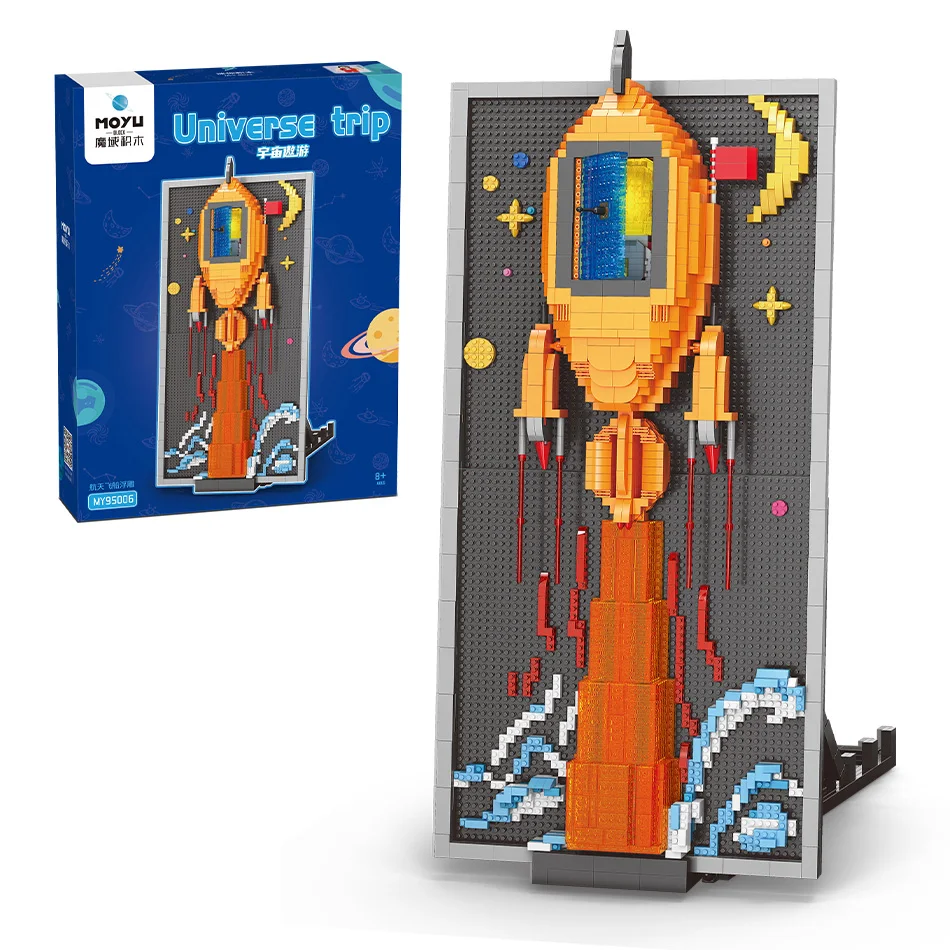 MOYU Block plastic diy scene rocket embossment mini bricks building blocks