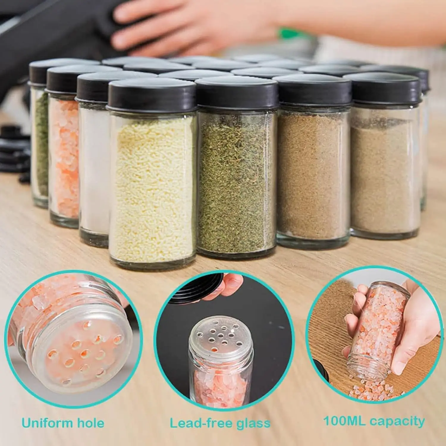 Hot sale  Kitchen 360 Degree Rotating Ferris Wheel Seasoning Storage Organizer with 18 Glass Spice Cans