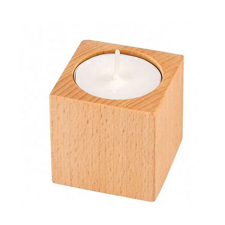 european style wooden square candle holder