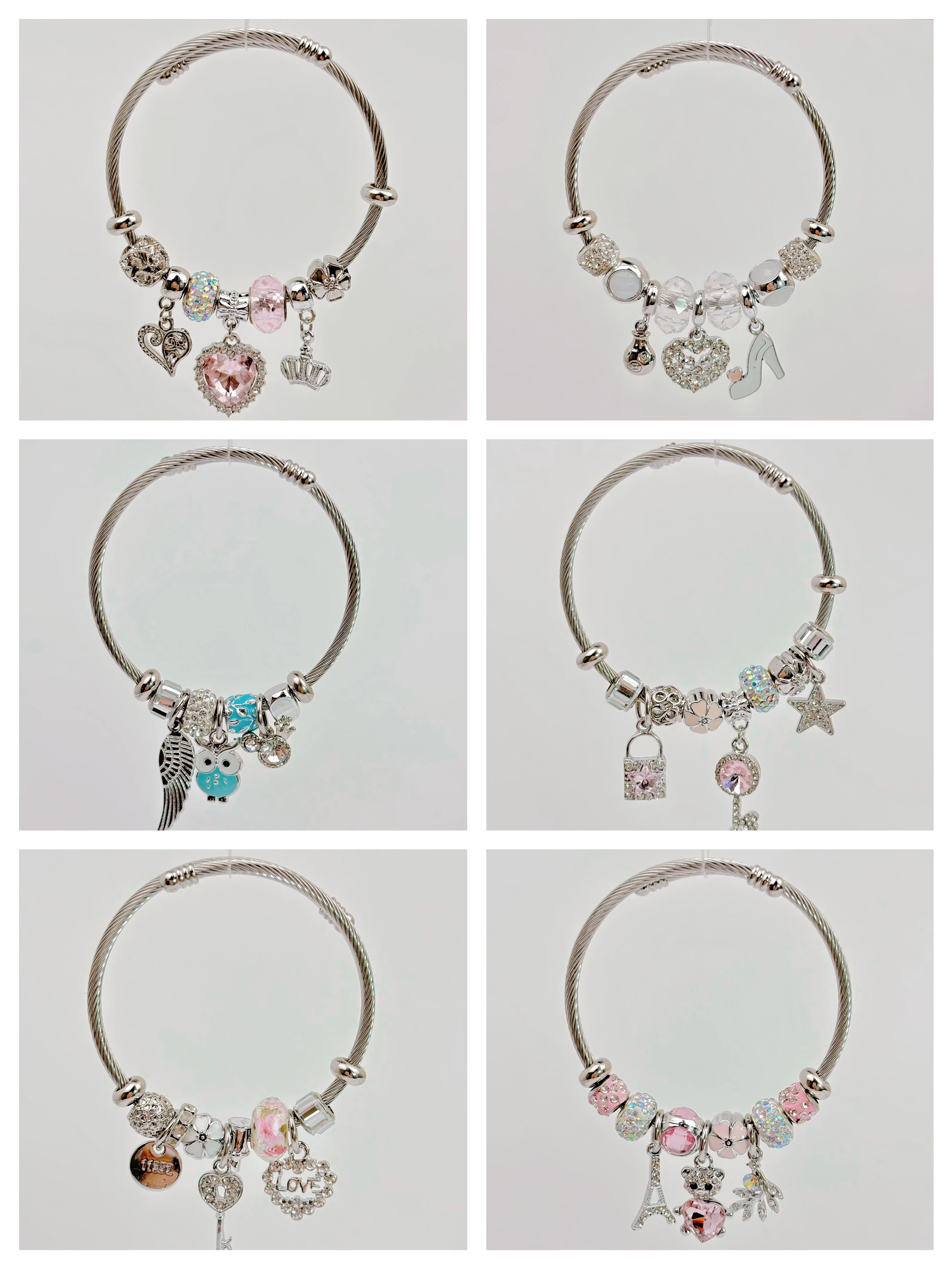 factory decrect wholesale brass bangles europe style copper silver plated multiple pandora fine bracelets & bangles for girls