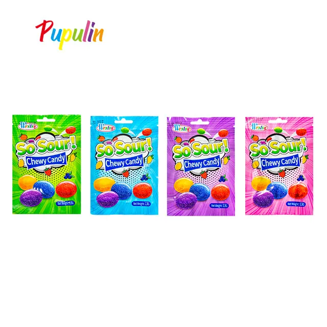 Super Sour Rainbow Colorful Sour Soft  Chewy Candy and Sweet Fruity Flavours Gumming Candy