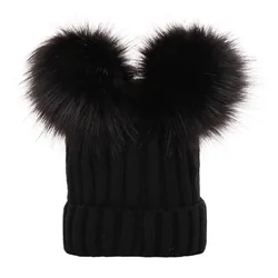 Wholesale Winter Beanie Hat Kids Cute Pompom Ear Ski Hat And Caps For Children