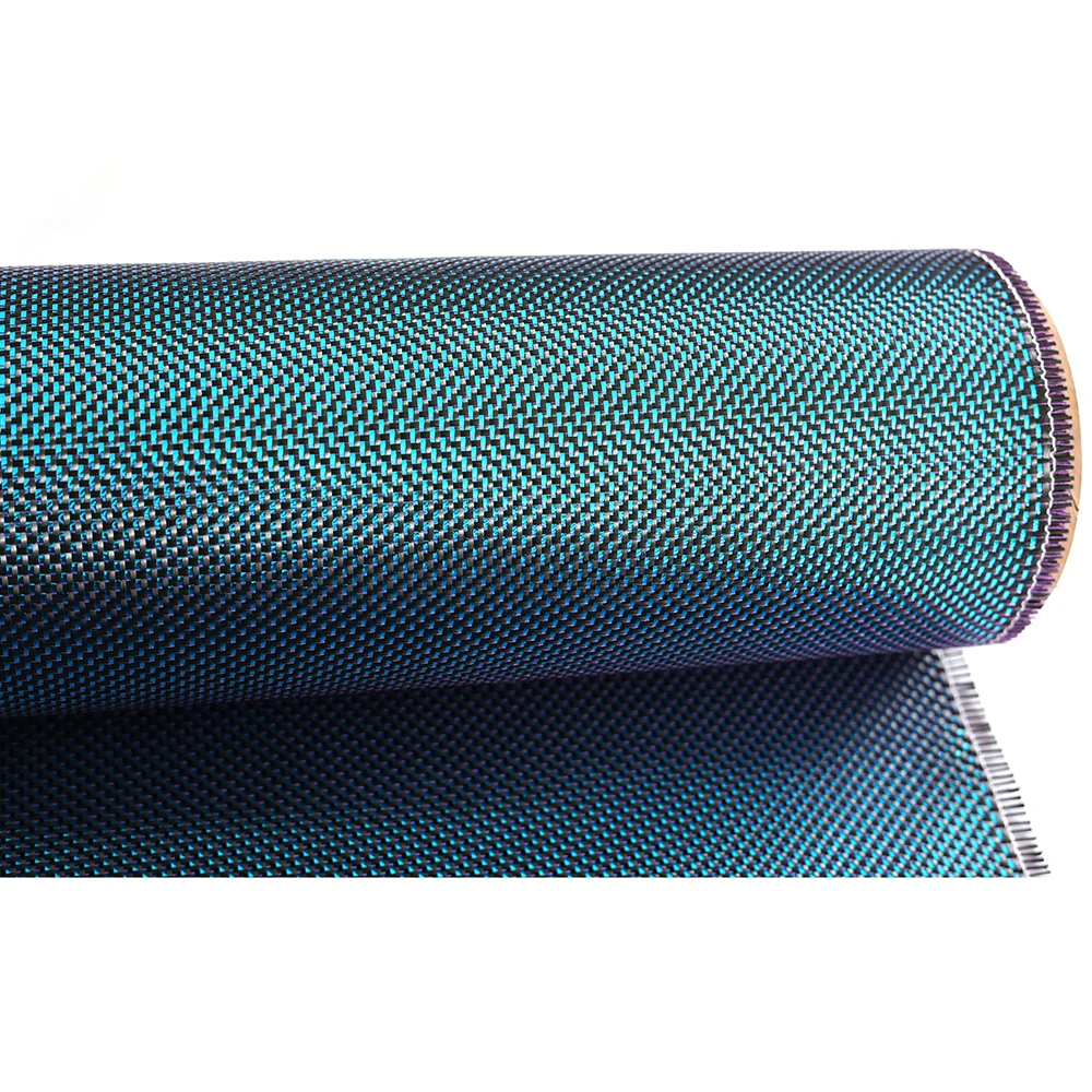 blue twill carbon aramid hybrid fabric fiber cloth