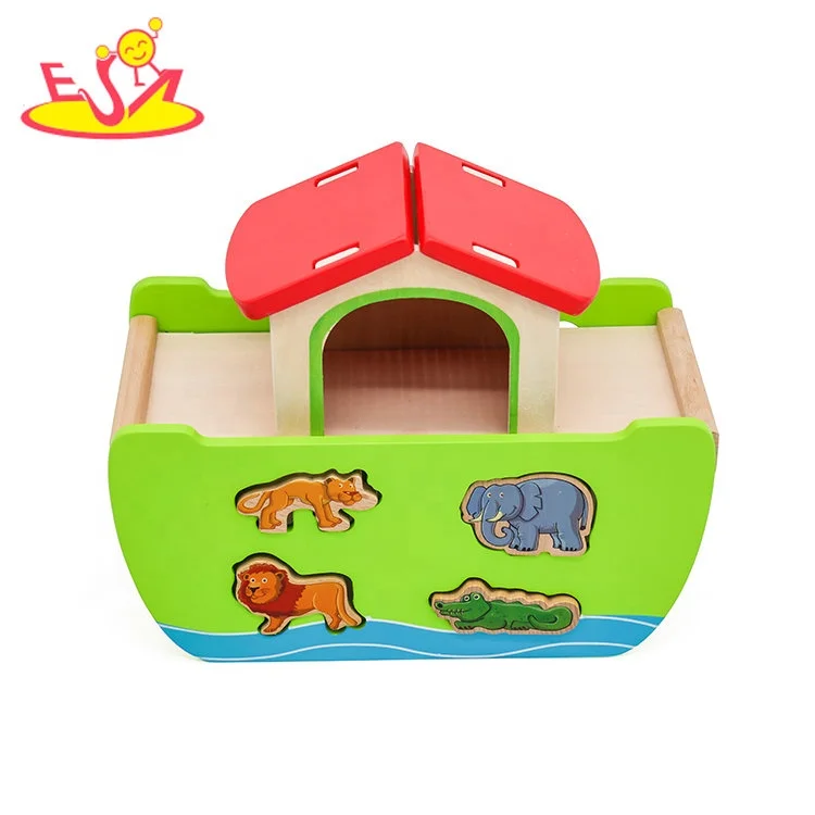 2023 wholesale attractive kids wooden noahs ark play set for early learning W12D078