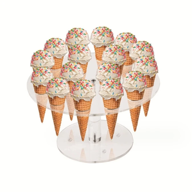 Transparent 16-Hole Acrylic Display Rack Popcorn Stand for Ice Cream Cone for Storefront or Counter Top Display