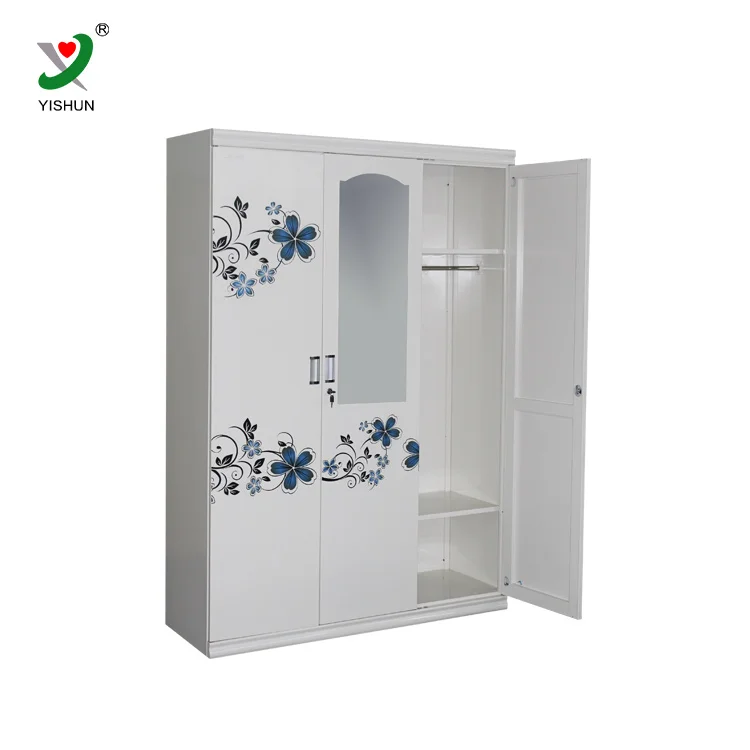 Home Baby bedroom iron triple door steel almirah wardrobe