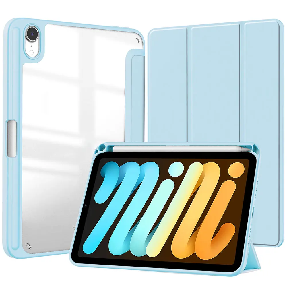 Acrylic Table Case For Ipad Mini 6 Pure Color Cover 10Th Generation Pro 12.9 11 Inch Air 5 9Th 3 Fold Holder Tablet Protective