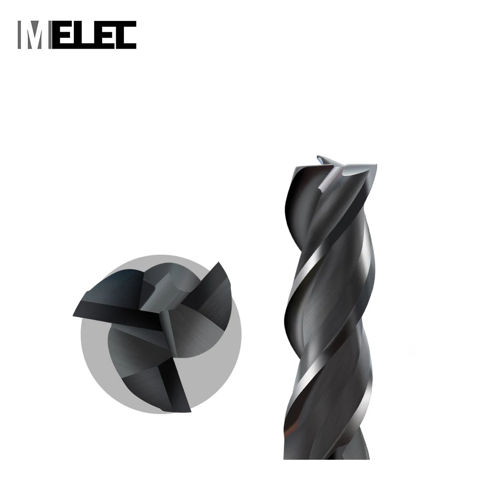 MELEC hrc55 D4 * 12 * D4 * 50 мм индивидуальные размеры набор корончатых Сверл Из 3 флейт и квадратным каблуком на плоской подошве Концевая фреза типа ЧПУ режущие инструменты для резки мрамора и гранита