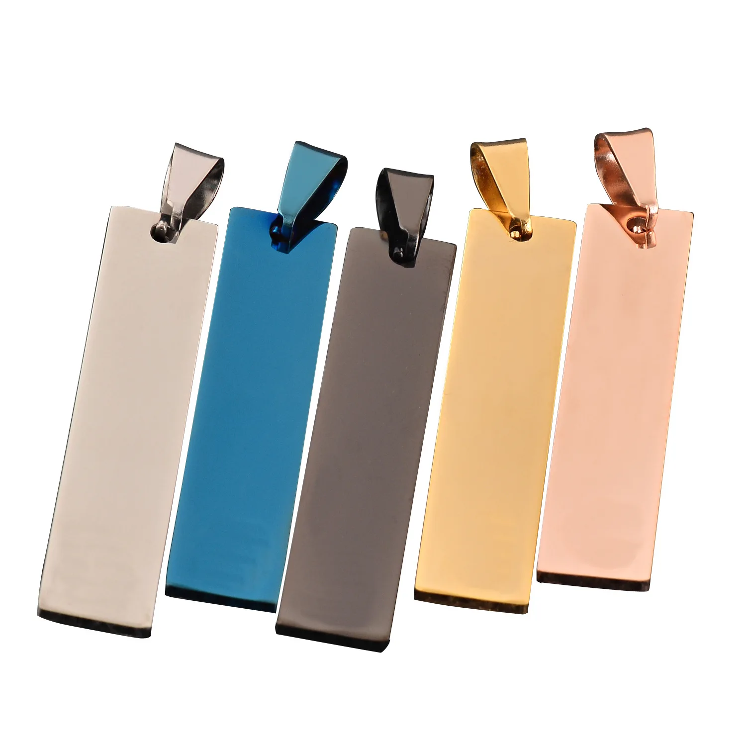 Stainless steel tag military tag necklace custom rectangular tag five-color pendant necklace