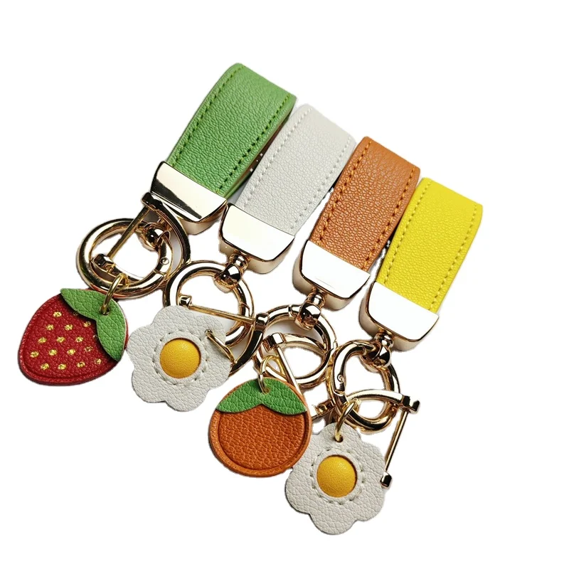 New Style Fashion PU Leather Keychain Cute Italian Leather Keychain For Women Bag Pendant