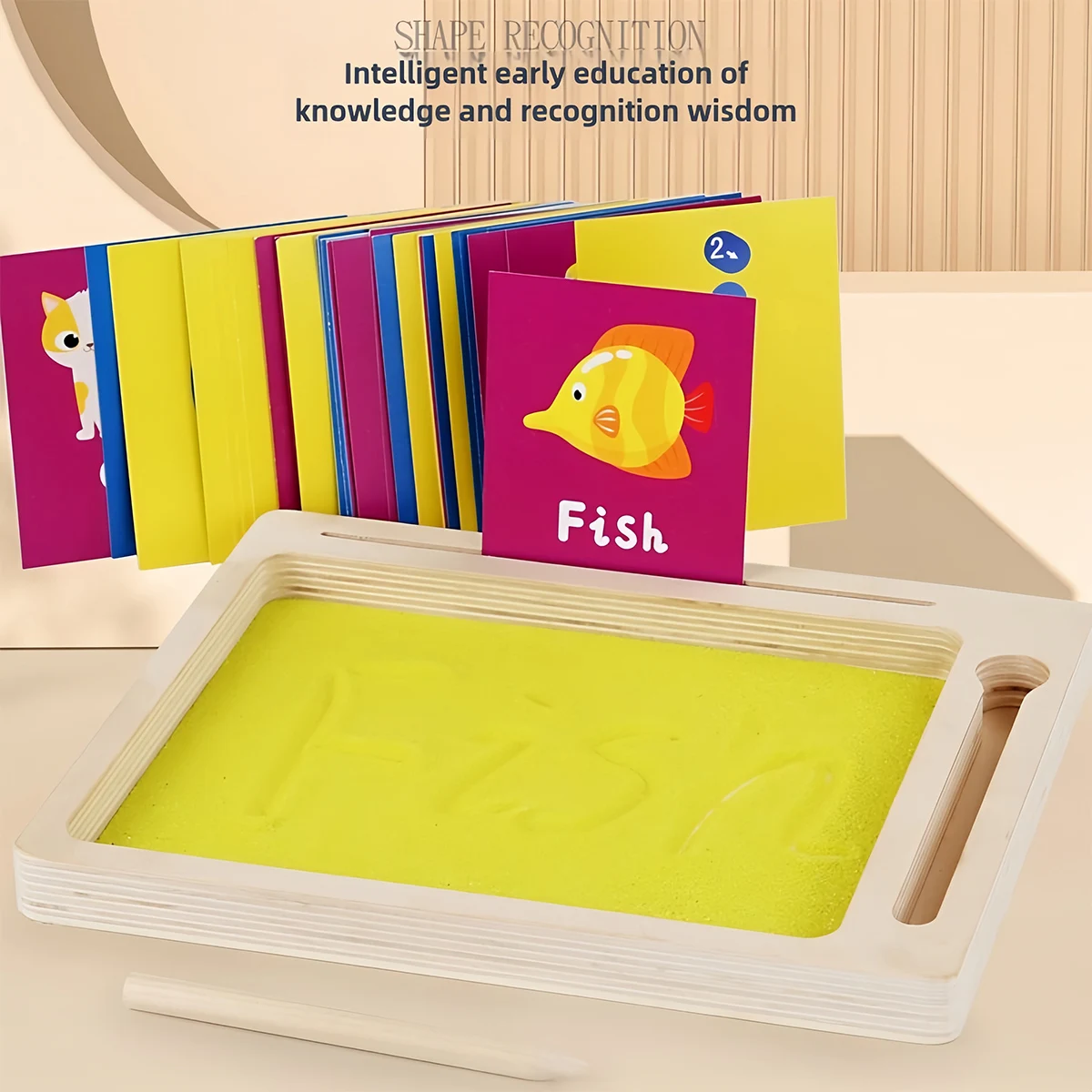 Wholesale Custom Montessori Teaching Aids Toy Wooden Sand Scraping Box Writing Practice Early Child Educational Toys For Kids