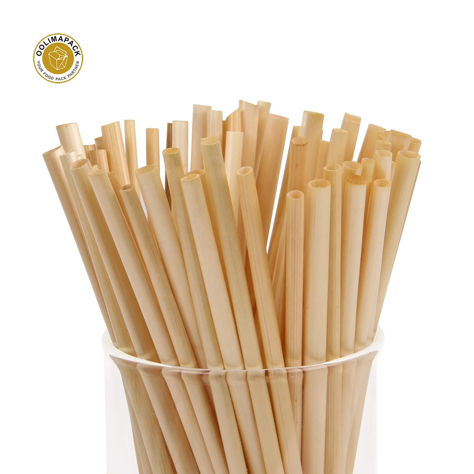 Custom printed Logo 100pcs Biodegradable Compostable Natural Eco Friendly Pack drinking reed straw in whole box