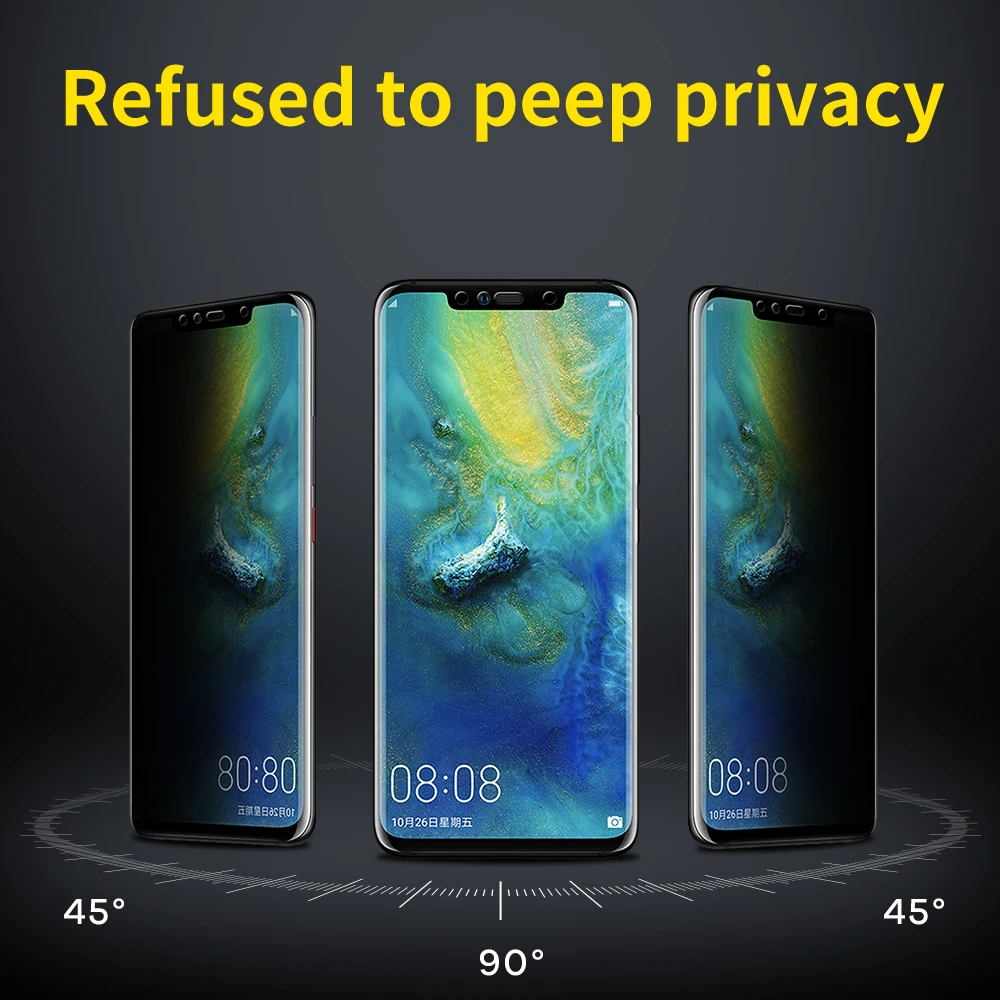 
Newest Arrive Made In China Anti Spy Privacy Filter Tempered Glass Screen Protector For Huawei Mate 20 