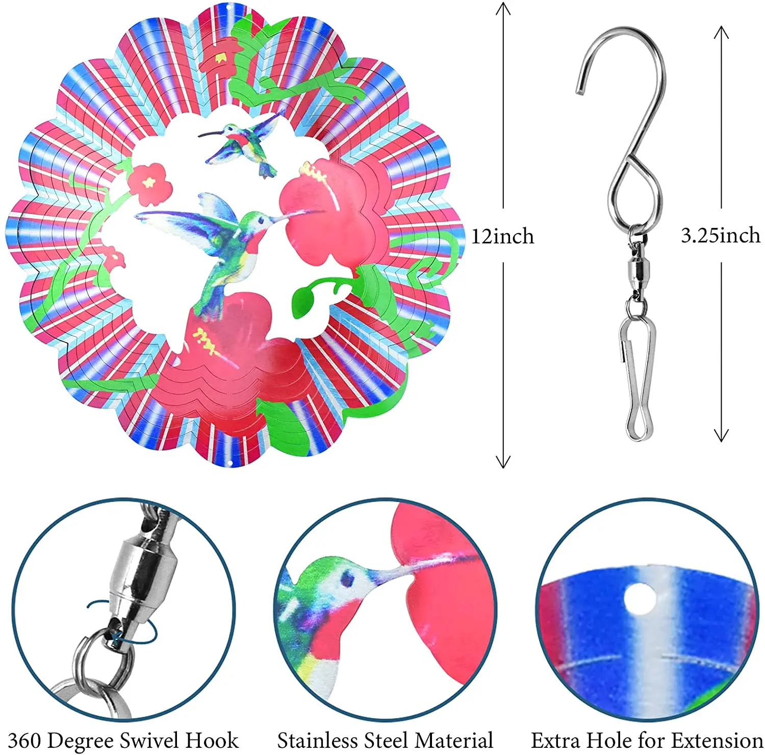 Outdoor Decorative Hanging Direct Kinetic 3D Wind Spinners Spiral Metal Garden Wind Spinners 3D Wind Spinners