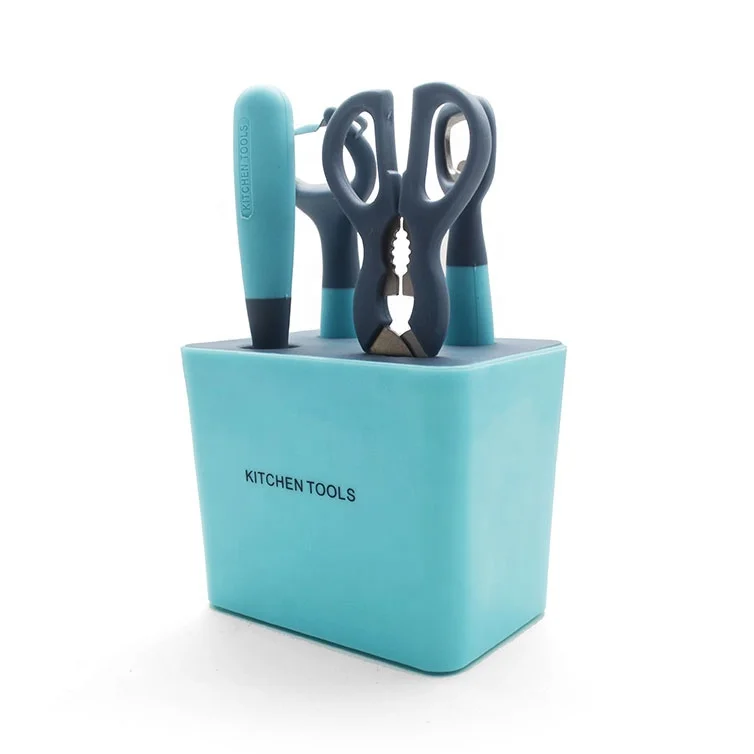 Kingforce wholesale kitchen accessories set fruit knives kitchen tool scissor peeler bottle opener with Holder