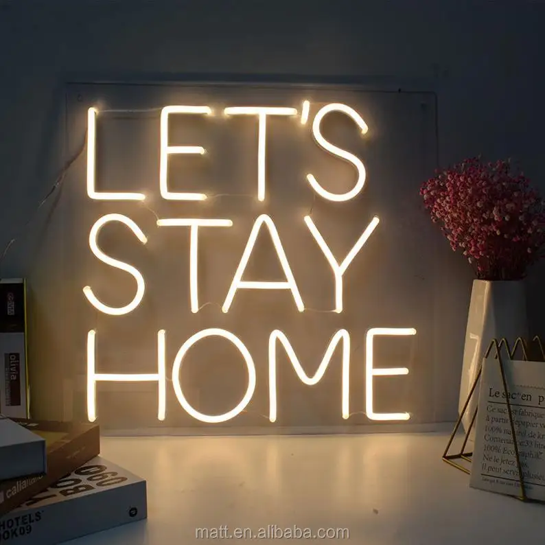 Matt Drop Shipping 5FT Marquee Large Love Letters Logo Custom LED Lets Stay Home Neon Sign for Bedroom Outdoor Decor