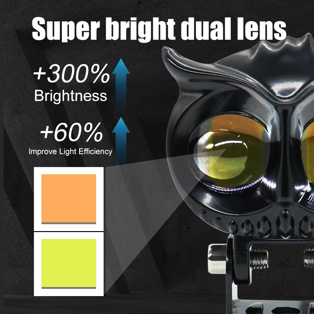 Factory Price High Low Beam Yellow White Dual Color Spot Beam 12V Projector Lens 40W E Bike Mini Driving Light For Motorcycle