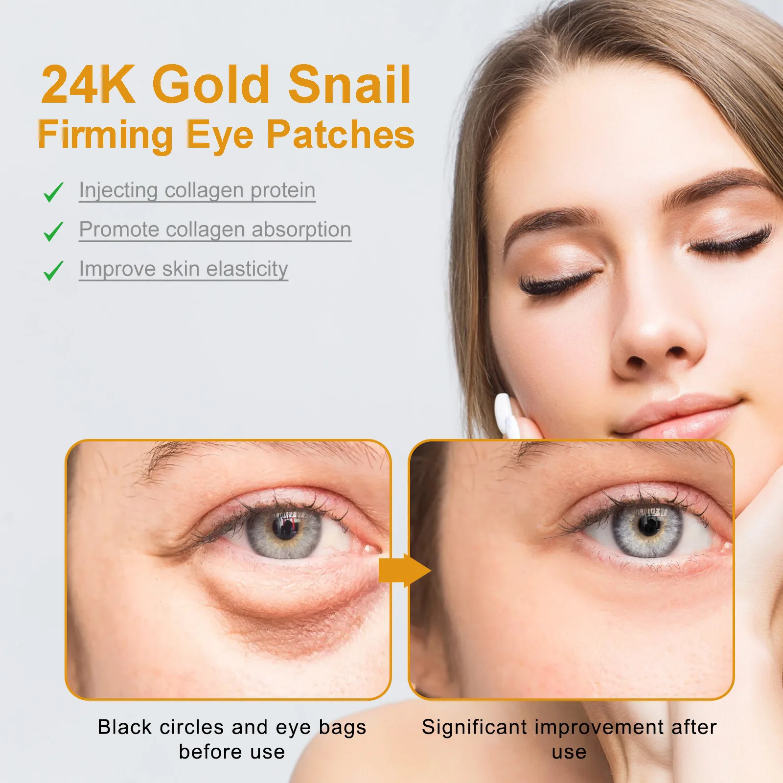 West&Month Eye Care Nourishing Anti Wrinkles Dark Circles Removal 24K Gold Snail Hydrogel Under Eye Patch