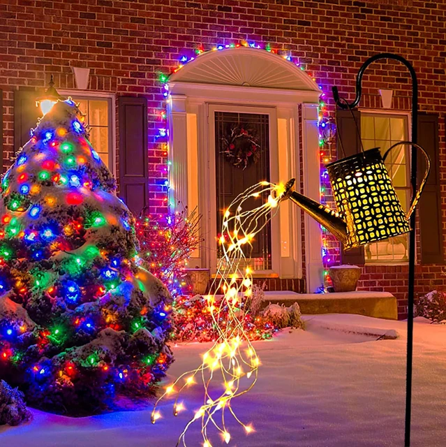 olar Metal Lantern Hanging Mason Jar Light Landscape Decoration Lantern Hanging Big Solar Metal Watering Can Lights Garden Table