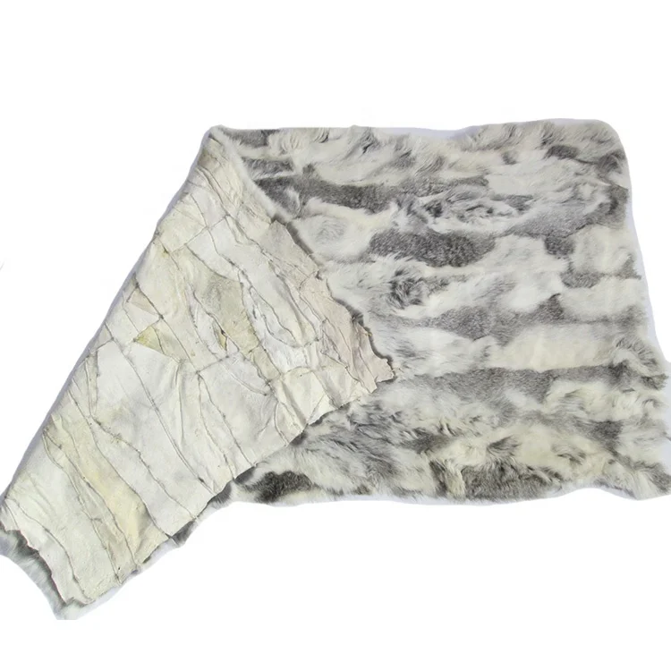 Low Price Real Fur Skin Plate Scraps Hare Color Rabbit Fur Belly Plate