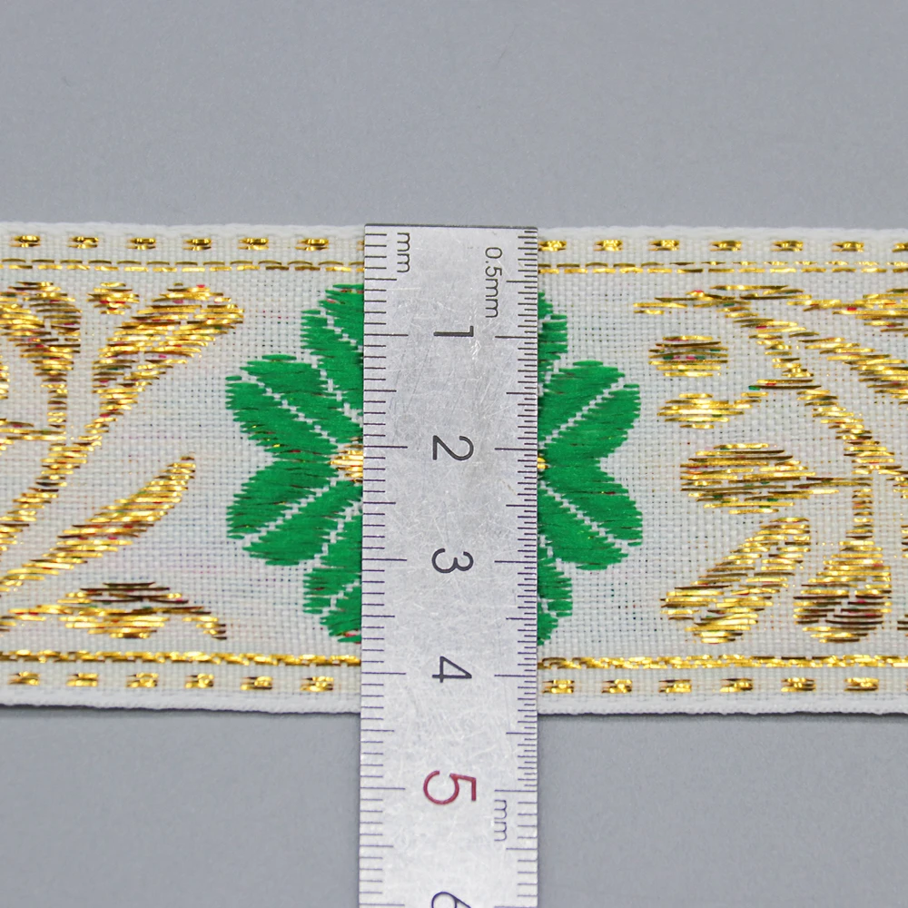 New design polyester webbing custom 44mm decorative handmade metallic ethnic jacquard webbing for bag clothing