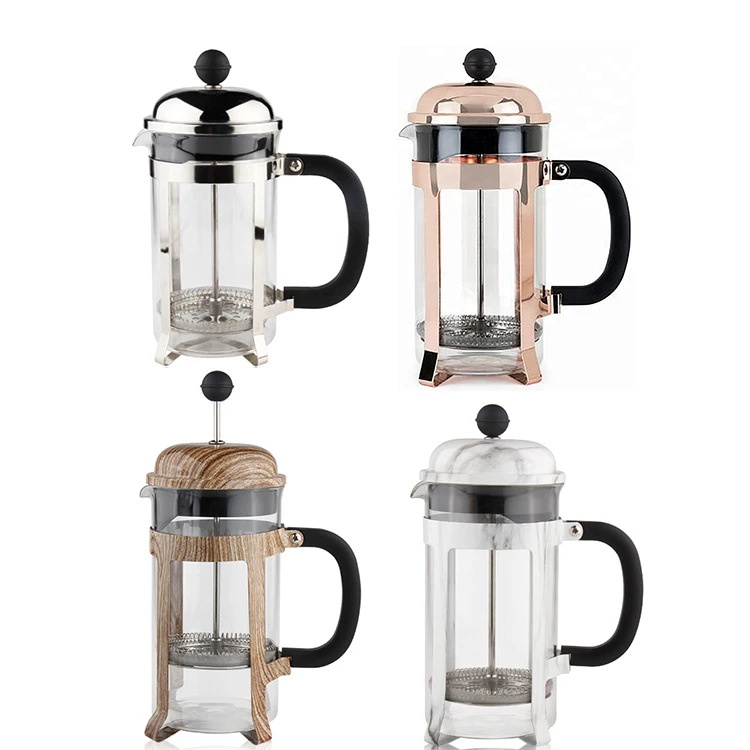 Оптовая продажа, серебряный Французский пресс для кофе, французский пресс для кофе, чая, молока, боросиликатного стекла и BPA бесплатно, кофейный пресс 34 унции