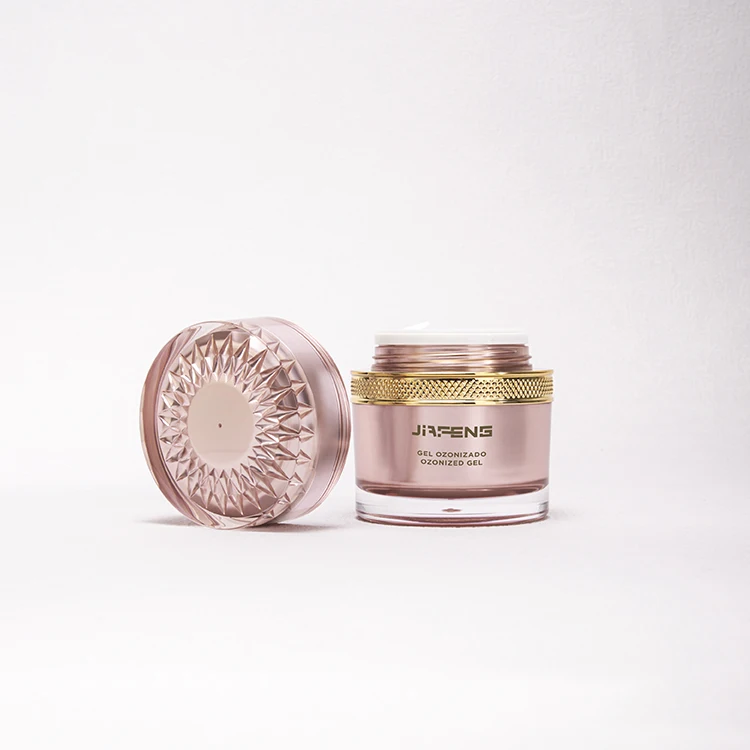 eco friendly luxury frosted Pink acrylic containers lotion cream bottles jars set cosmetics with aluminum gold cap