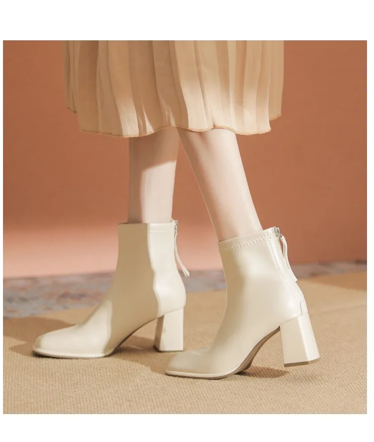 Hot Sale Outdoor Mid Heels Bootie Ladies Fashion 2024 Women Wholesale Pu Leather Boots  Ladies Ankle Winter Boots