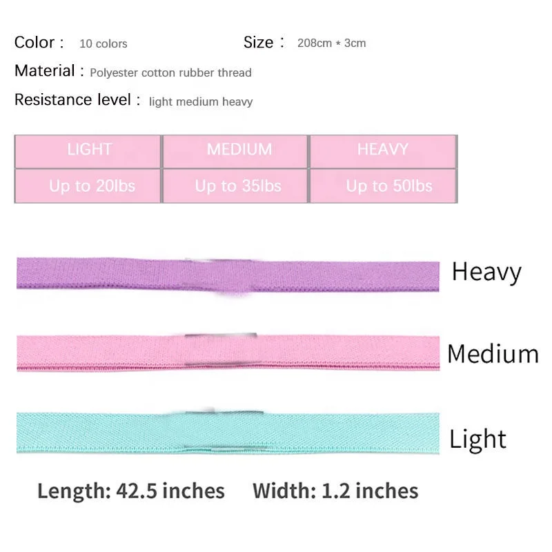 elastic Workout Fitness Fabric Sport Protection Custom Black Pink Cross training Cotton Yoga Resistance Band