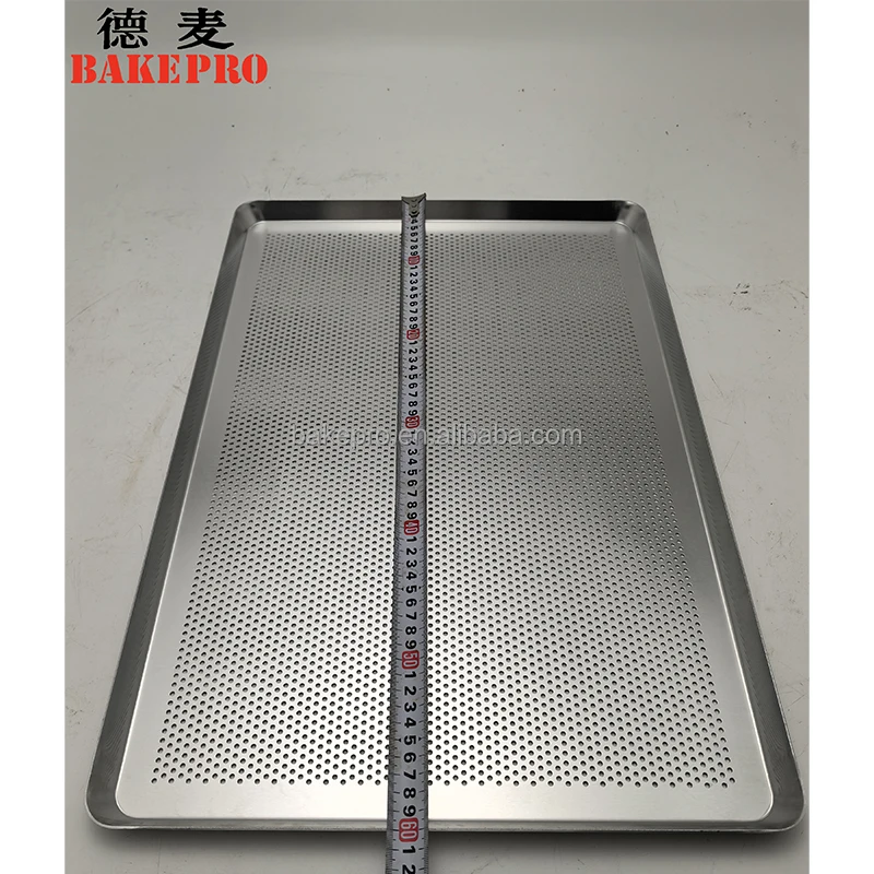 Bakepro Rimless Aluminum Metal Fully Perforated Baking  biscuit Sheet Pan Flat Cookies Baking Sheet Oven black aluminum tray