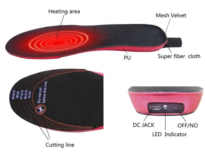 Wireless Electrical Remote Control Rechargeable Hunting Skiing Heated Insoles