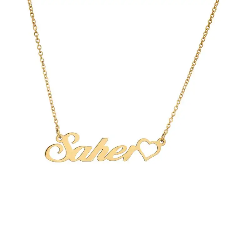 Wholesale 18k  Letters Pendant necklace Custom Stainless Steel Personalized Gold Name Plate Necklace Personalised