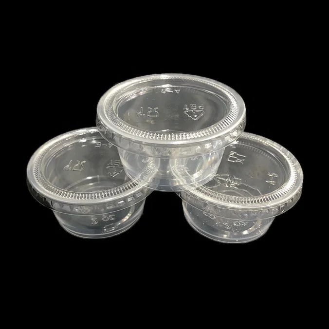 2oz Airline clear disposable plastic pp sauce cups and lids cooked food deil delicatessen container