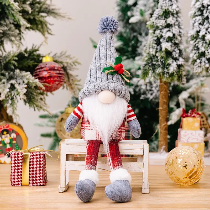 2025 Christmas Ornament Gifts Gnomo De Navidad Couple Faceless Doll Striped Hat Rudolph Dwarf Hold Xmas Tree Gnome Plush Toy