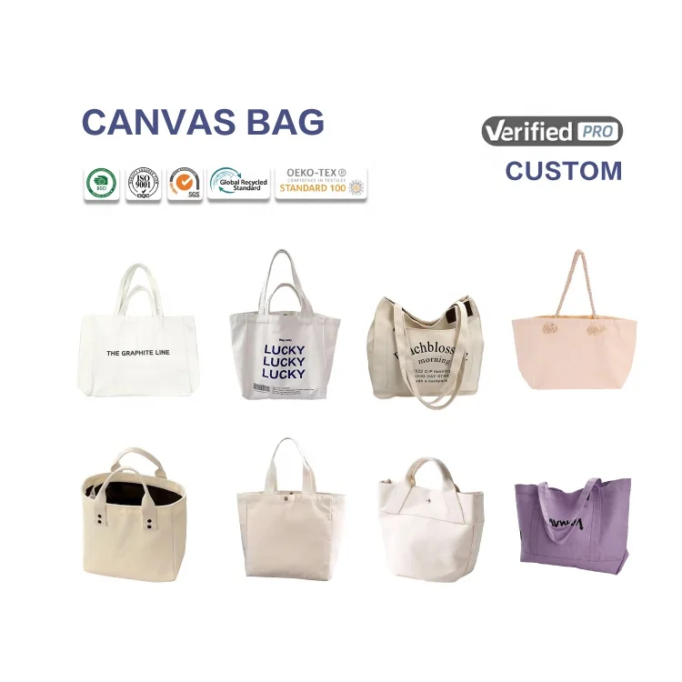 huahao wholesale customized printed many pocket large capacity canvas tote bag for women