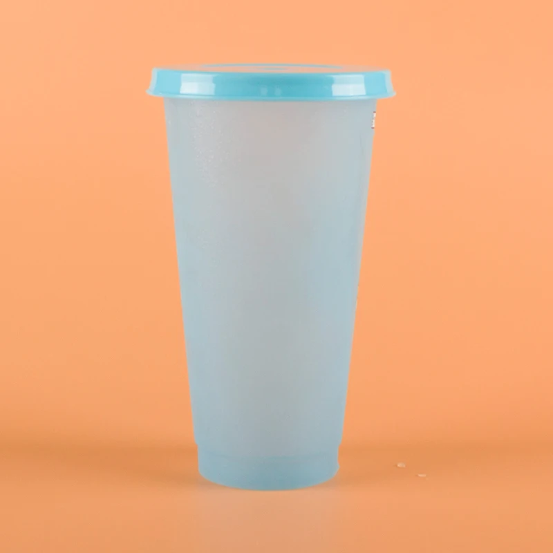 24oz PP Magic Large Hard Plastic Juice Cup With Lids and straw BPA Free Iced Coffee Cold Water Color Changing Reusable Cups