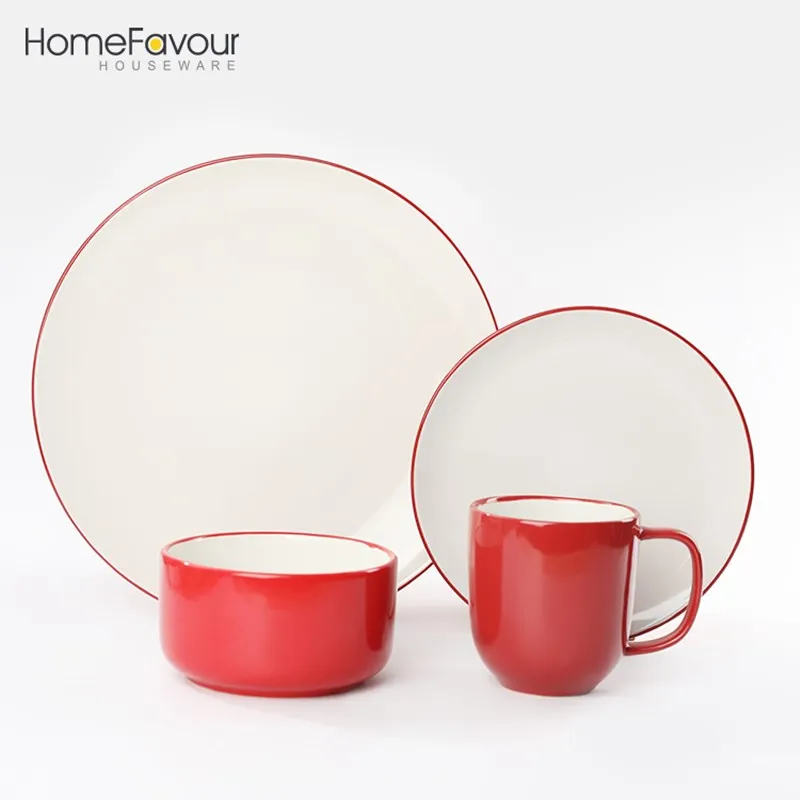 Ceramic Tableware Manufacturer New Arrivals Red Stoneware Dinnerware China Dinner Set For Wedding