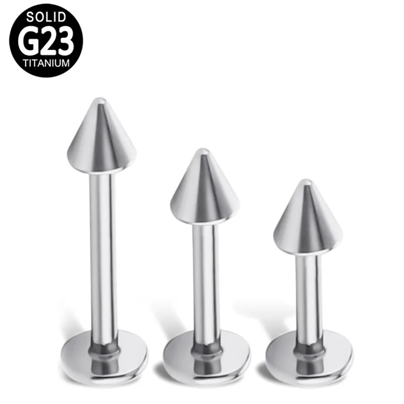 ASTM F136 Titanium Externally Treaded Labret Piercing  Body Jewelry Ear Lip Ring Earring For Woman Man