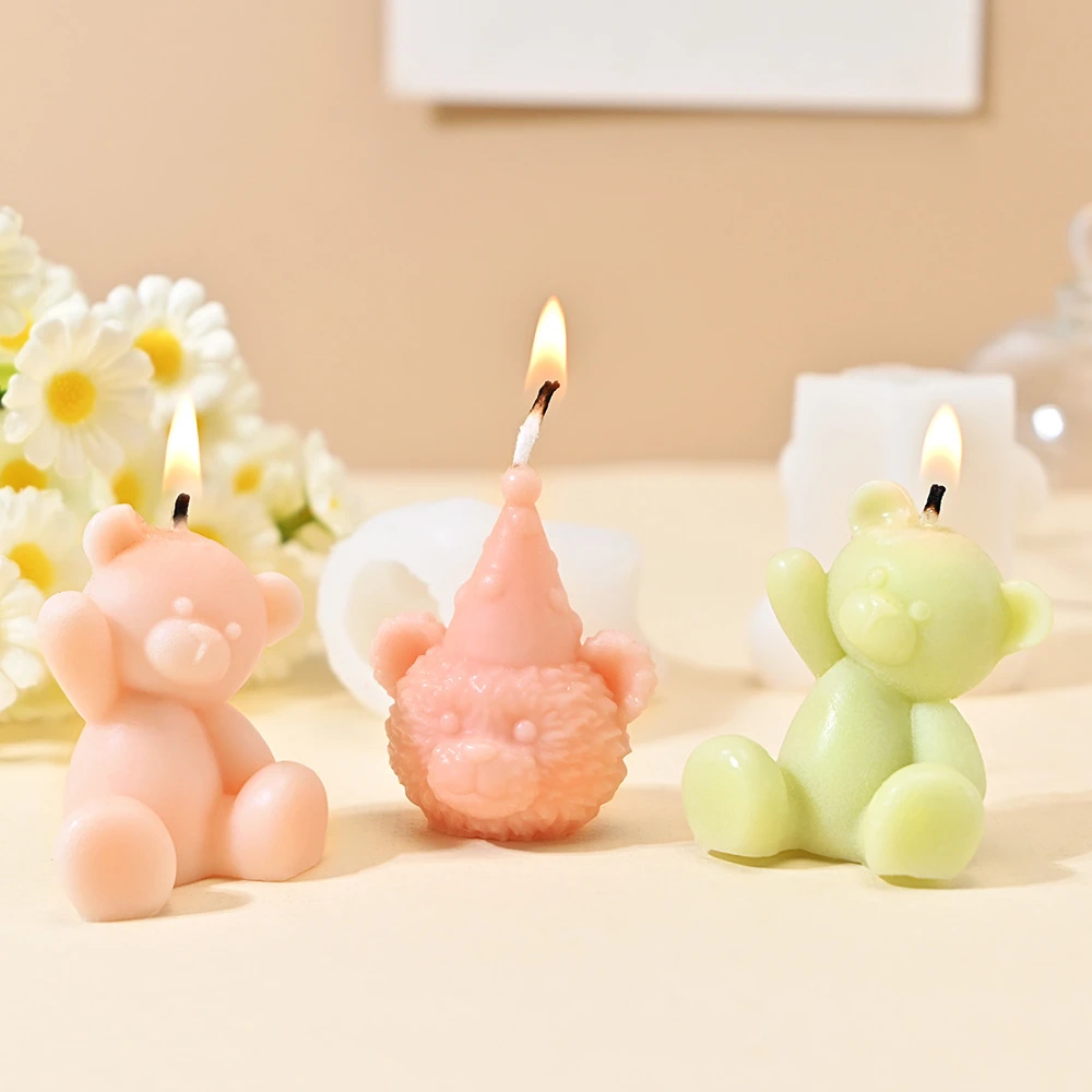 L05 Home Decoration Cute Bear Shaped Paraffin Beeswax Aromatherapy Birthday Decoration Candle Scented Candle Mold