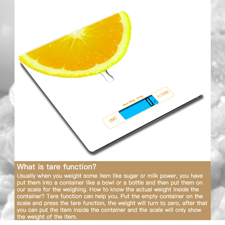 High Accurate Touch Key Digital Food Tempered Glass Kitchen Scale 10 Kg Electronic Kitchen Scale