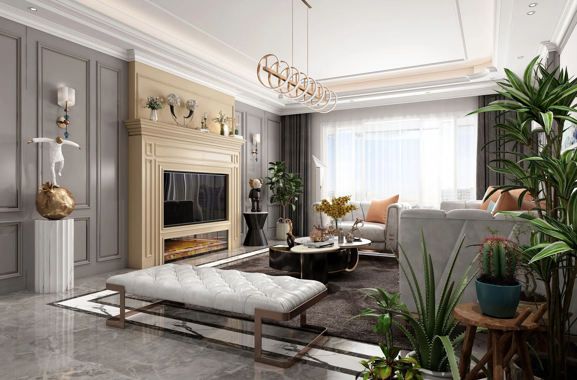 Solid Wood Wall Panel for Home Furniture Elegant Generous TV Background Living Room Decor