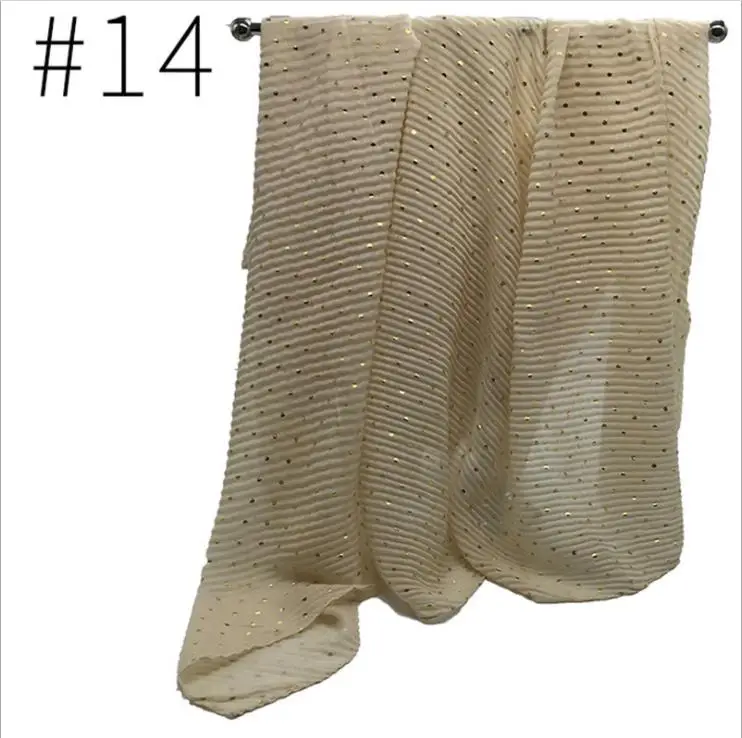 instant crinkle shimmer head scarf hijab gold dots pleated scarves muslim hijab 2020