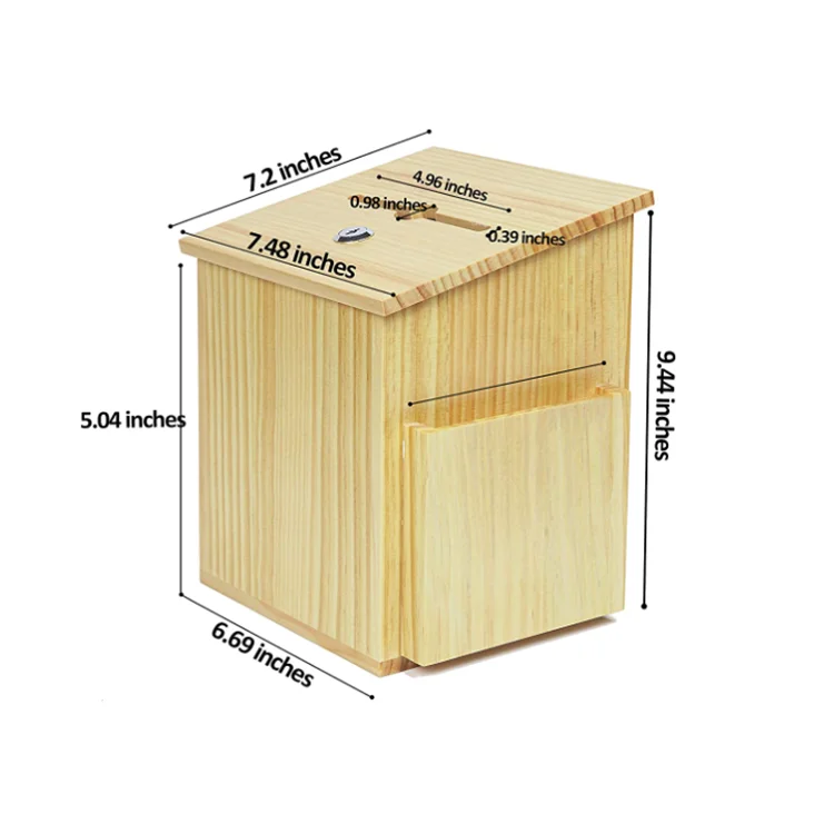 
High Quality Society Welfare Fundraising With Lock Countertop Solid Wood Donation Box 