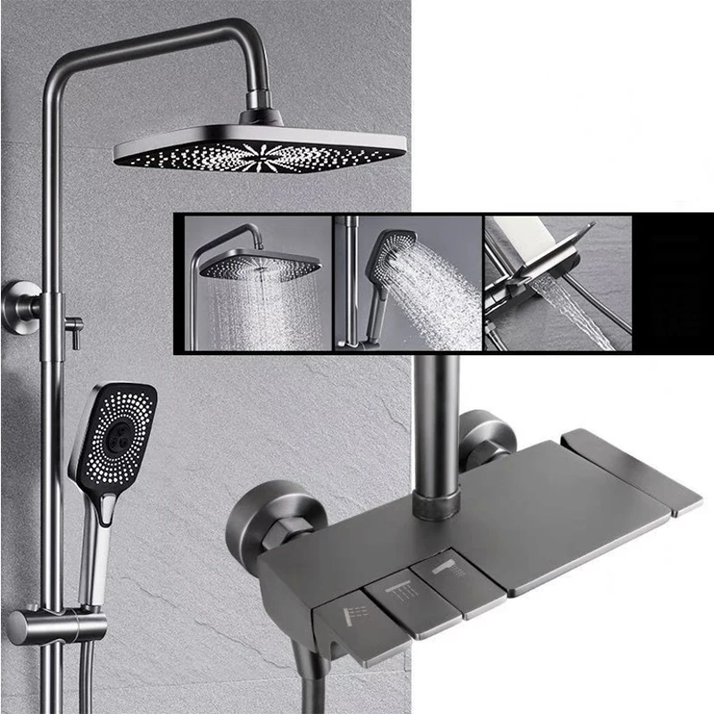 hot and cold water mixer valve brass piano shower faucet rain bath shower set rainfall bathroom shower system set