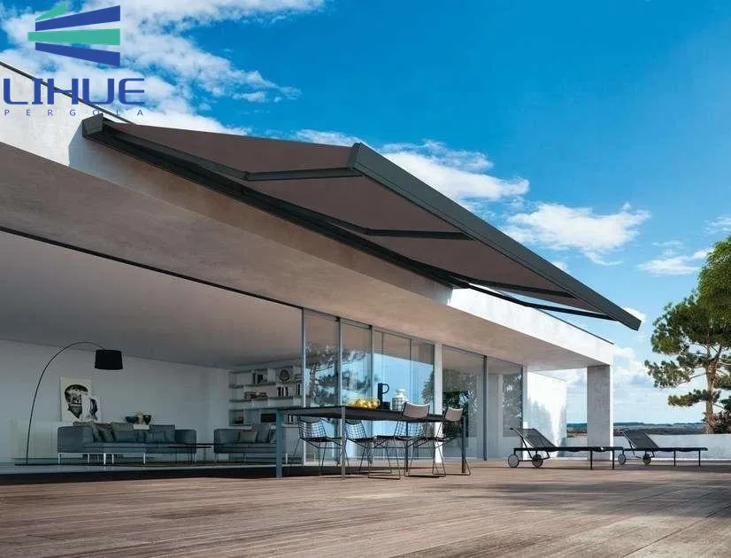 Outdoor Sunshade Automatic Retractable Side Awning/Aluminum Rolling Awning Door Canopy Auvent