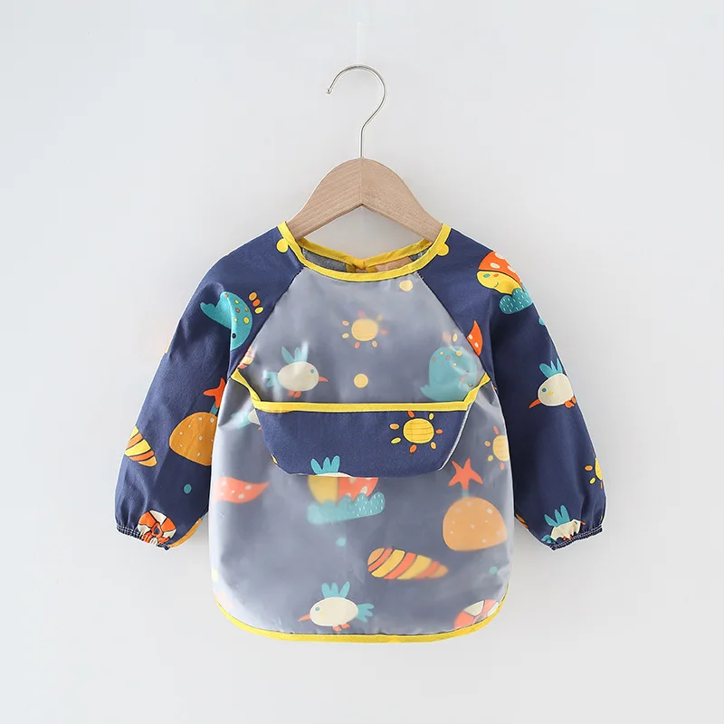 Children overall waterproof long sleeve clothing baby eat clothes apron PVC gown baby bib prevent dirty clothing