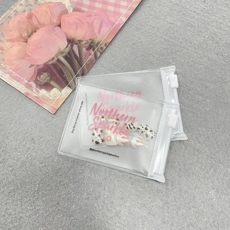Custom Small Luxury Earrings Packaging Bag Mini Ziplock Bag Frosted Ziplock Bags With Logo Zipper For Jewelry