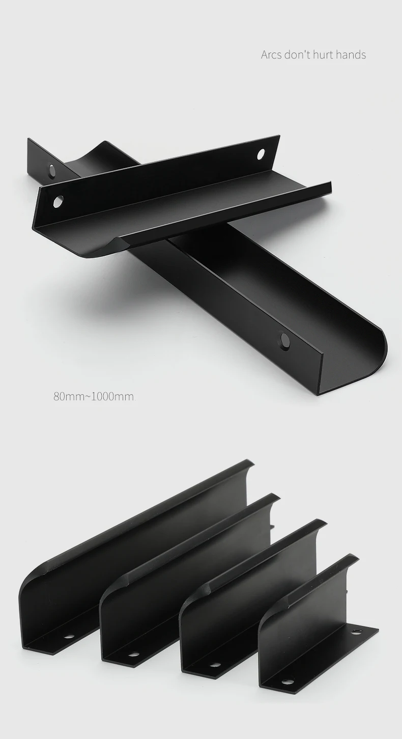 AIMINO Aluminum Metal Hidden Drawer Hardware Kitchen Cabinet Pull Handles