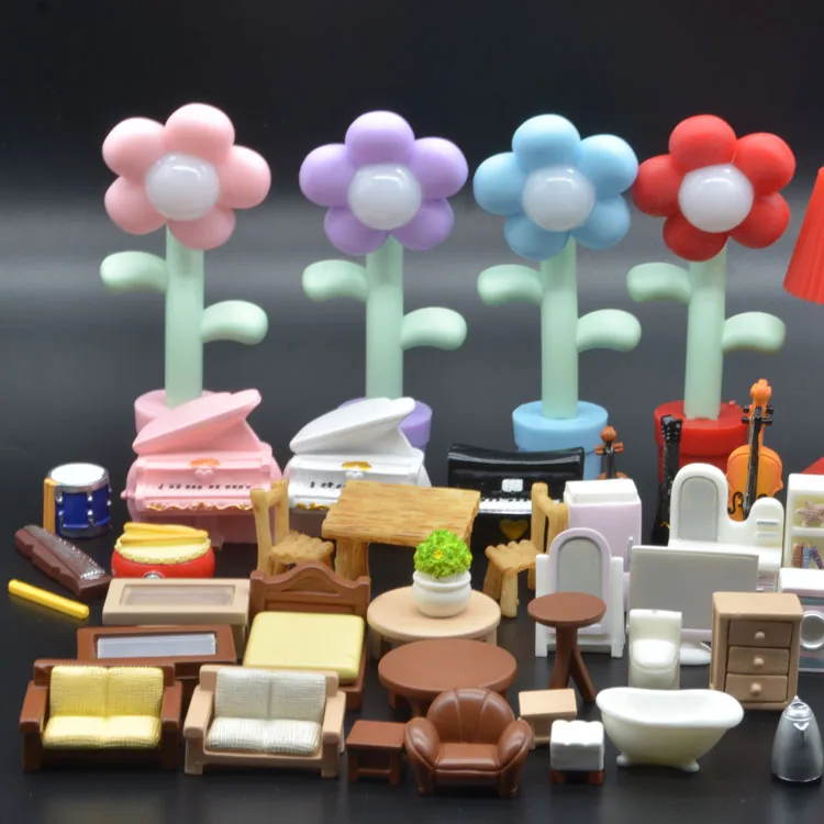 Resin Decor Toys Cute Micro Landscape Ornament Mini Dolls miniature doll house lamp bed chair sofa cabinet piano guitar computer